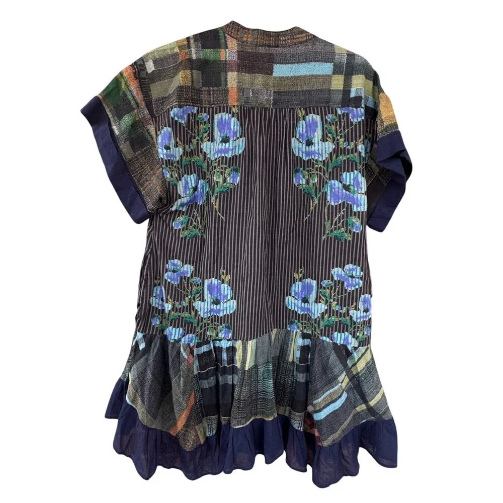 Free People Agnes Short Sleeve Ruffle V Neck Printed Floral Mini Dress .XS - Picture 4 of 10